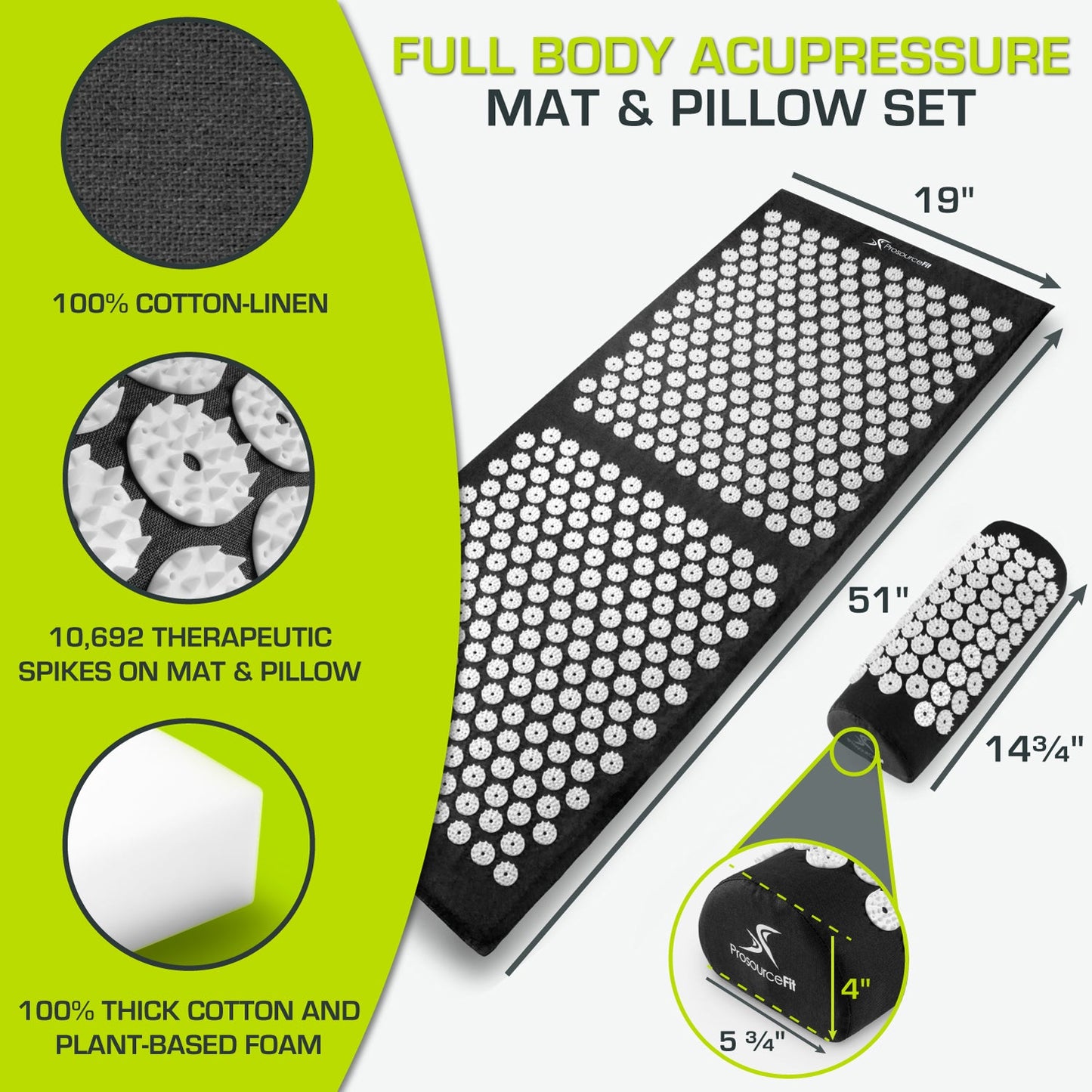 Full Body Acupressure Mat and Pillow Set